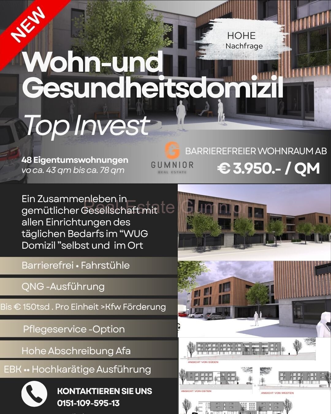 Top ** Ihre Gelegenheit ** Großzügiges 2 Zimmer-Apartment mit Balkon im Wohn-und Gesundheitsdomizil ** Hohe Abschreibung ** QNG Fördermittel 